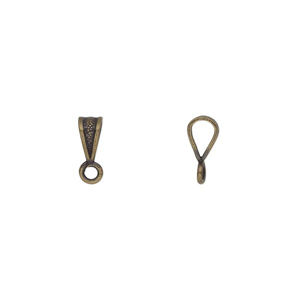 Bail, antique gold-plated brass, 7x4mm double-sided textured with closed loop. Sold per pkg of 20. image number 0