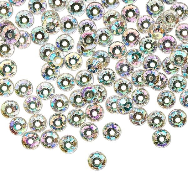 Flat back, Czech glass rhinestone, clear AB, 4.6-4.8mm round Loch Rosen, SS20. Sold per pkg of 144 (1 gross). image number 0