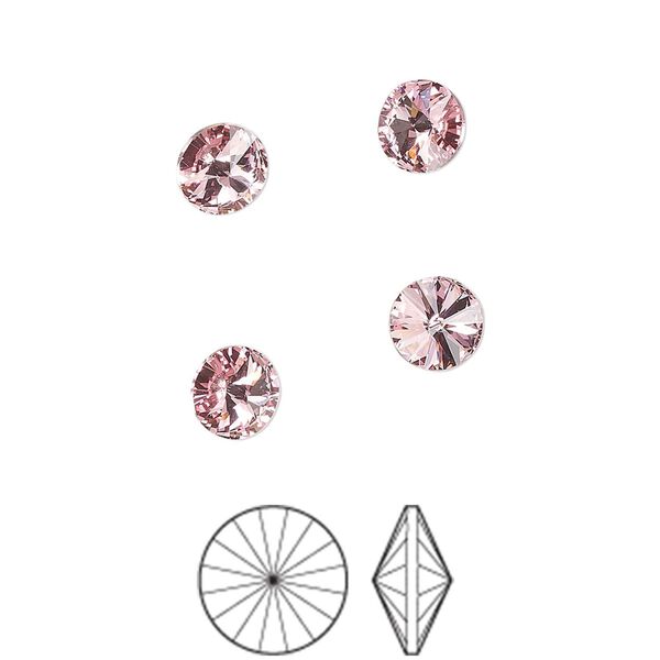 Chaton 12pk light rose foil back, Preciosa MAXIMA Czech crystal rhinestone 6.14-6.32mm rivoli SS29 image number 0