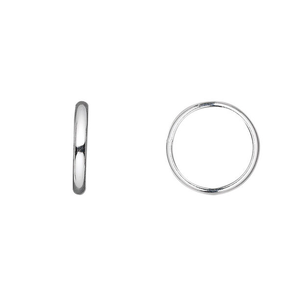 Jump ring, sterling silver, 14mm soldered round, 12mm inside diameter, 12 gauge. Sold per pkg of 4. image number 0
