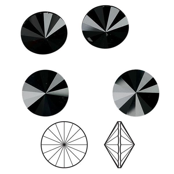 Chaton 4pk jet, Crystal Passions® 12mm rivoli 1122 image number 0