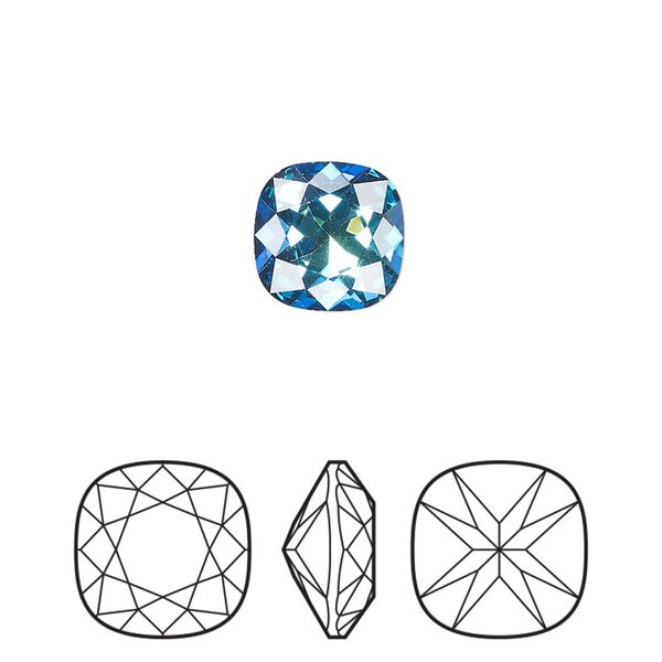 Fancy stone 144pk crystal Bermuda blue foil back, Preciosa MAXIMA Czech crystal rhinestone 10mm cushion square image number 0
