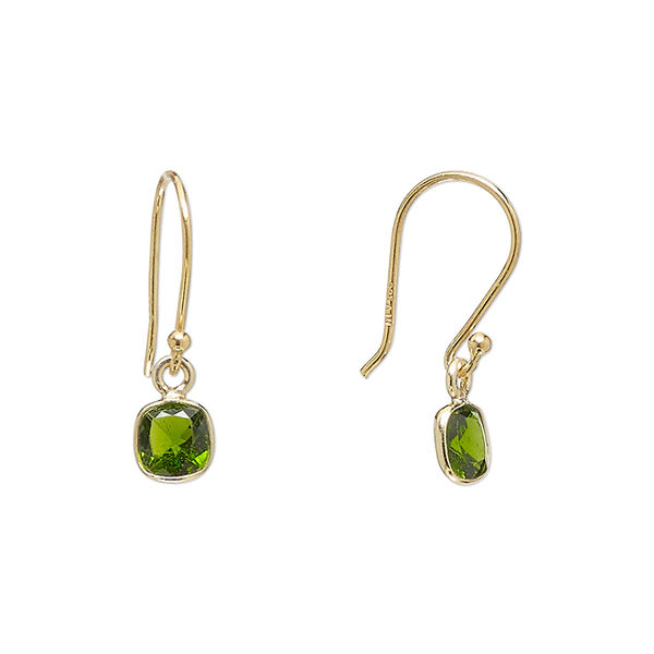 Earring, Create Compliments®, chrome diopside (natural) and gold-finished sterling silver, 20.5mm round with fishhook ear wire, 21 gauge. Sold per pair. image number 0
