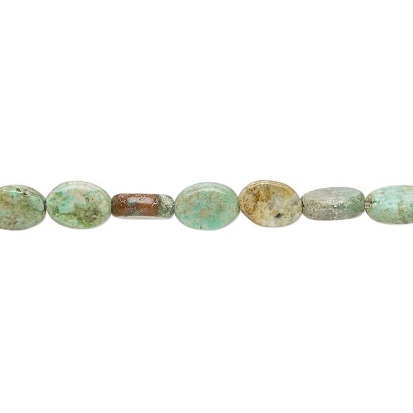 Turquoise 1pkg1, flat oval bead 15 inch 6x5mm-7x6mm image number 0
