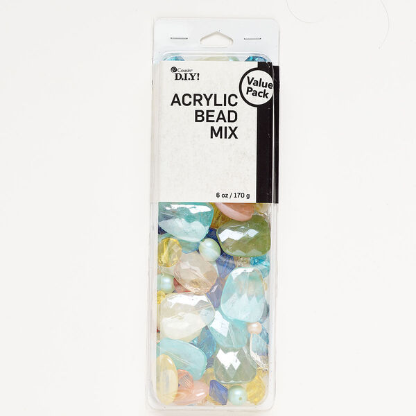 Bead mix, acrylic, mixed luster colors, 6mm-30x24mm mixed shapes. Sold per 1-ounce pkg. image number 0