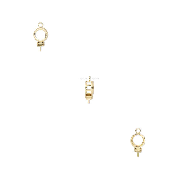 Drop, Bezelite, 14Kt gold-filled, 7mm round with open back and 2.5mm peg with 6mm 4-prong round setting. Sold individually. image number 0
