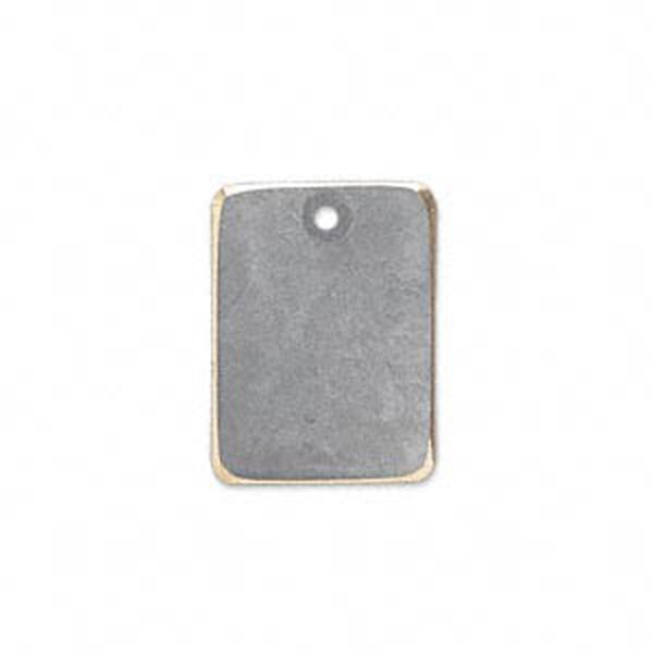 Drop, brass, earth tone grey patina, Pantone® color 17-5102, 20x15mm double-sided rectangle. Sold per pkg of 6. image number 0