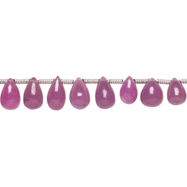 Pink sapphire 1pkg1, hand-cut top-drilled teardrop bead B grade, 8 inch graduated 5x4mm-7x5mm image number 0