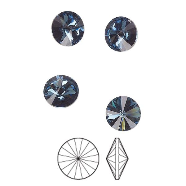 Chaton 8pk Montana foil back, Preciosa MAXIMA Czech crystal rhinestone 8.16-8.41mm rivoli SS39 image number 0