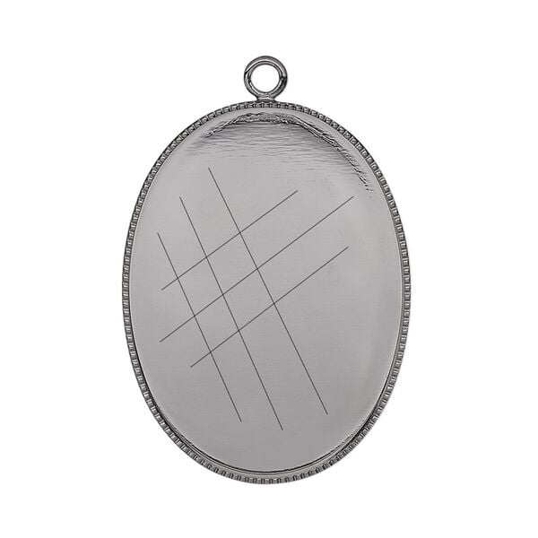 Focal, gunmetal-plated brass, 31x23mm oval with beaded edge and 30x22mm oval bezel setting. Sold per pkg of 2. image number 0