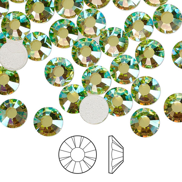 Flat back 144pk limecicle AB foil back, Preciosa MAXIMA Czech crystal hotfix rhinestone 7.069-7.272mm chaton rose round SS34 image number 0