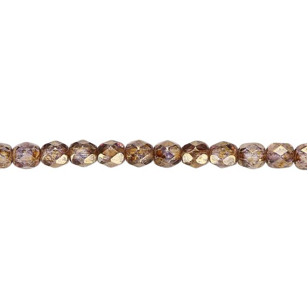 Bead, Czech fire-polished glass, copper luster, 4mm faceted round. Sold per pkg of 1,200 (1 mass). image number 0