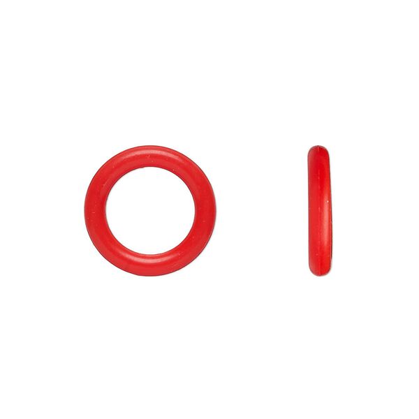 Component, Oh! Ring™, silicone, red, 15mm round with 10mm hole. Sold per pkg of 100. image number 0