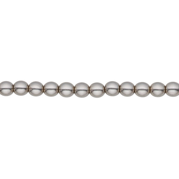 Bead, Czech pearl-coated glass druk, opaque grey, 4mm round. Sold per 15-1/2" to 16" strand. image number 0