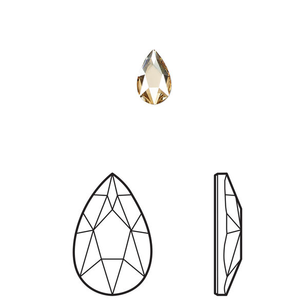 Flat back 24pk crystal golden shadow foil back, Crystal Passions® 8x5mm pear 2303 image number 0