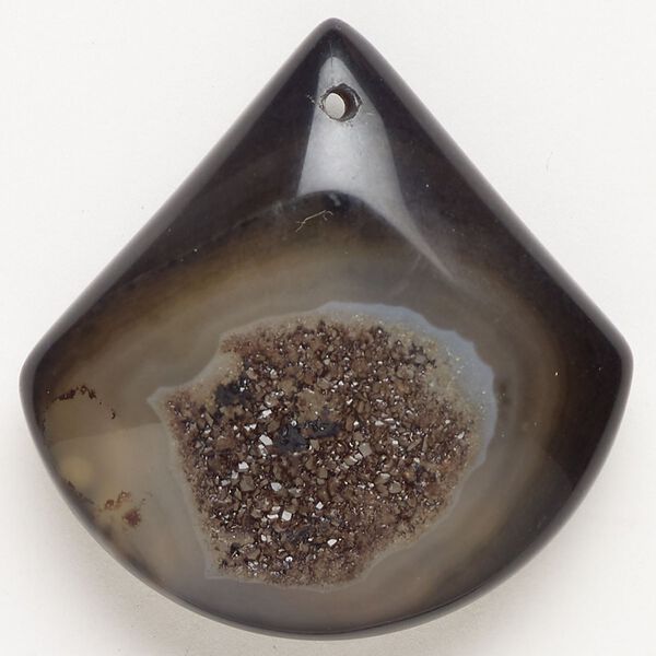 Druzy black agate 1pkg1, top-drilled puffed teardrop focal 38x36mm-44x42mm image number 0
