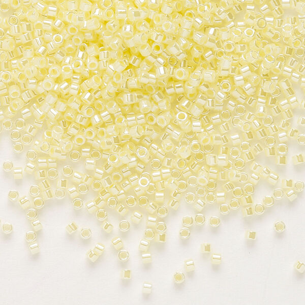 Seed bead, Delica®, glass, pkg/50g, #11 round, opaque inside dyed color luster light lemon ice (DB-0232). image number 0