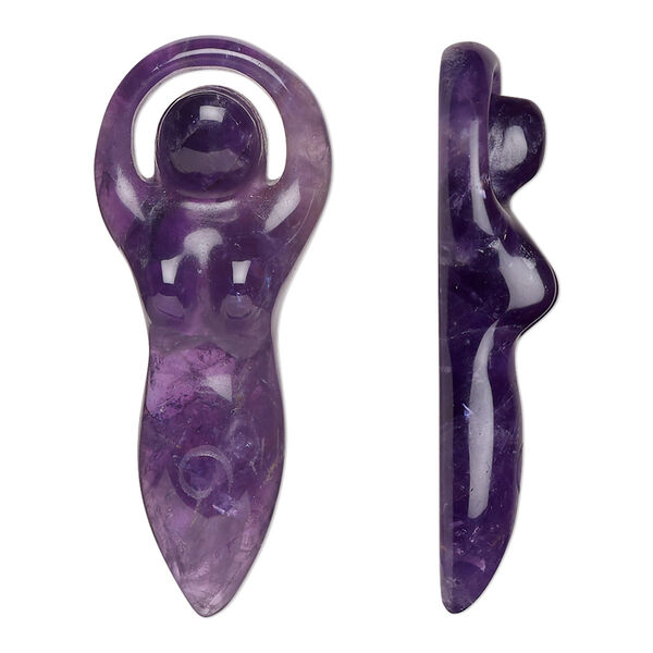 Amethyst 1pkg1, hand-cut undrilled goddess focal natural B grade, 39x15mm-40x16mm image number 0