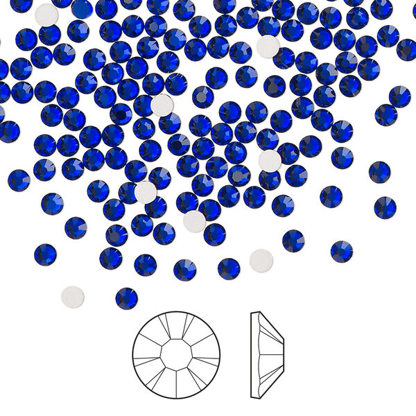 Flat back 144pk cobalt blue foil back, Preciosa MAXIMA Czech crystal rhinestone 2.3-2.5mm chaton rose round SS8 image number 0
