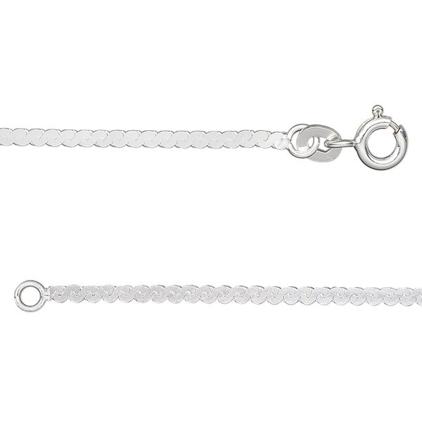 Chain, sterling silver, 1.7mm serpentine, 20 inches. Sold individually. image number 0