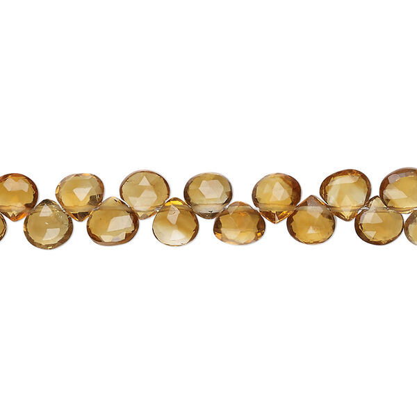 Brandy citrine 1pkg1, hand-cut top-drilled faceted puffed teardrop bead 8 inch 5-6mm image number 0