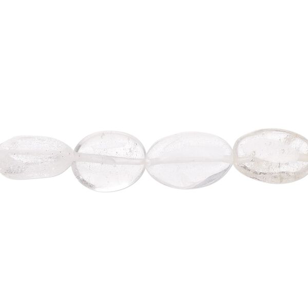 Quartz crystal 1pkg1, hand-cut puffed oval bead natural 13 inch 10x8mm-15x9mm image number 0