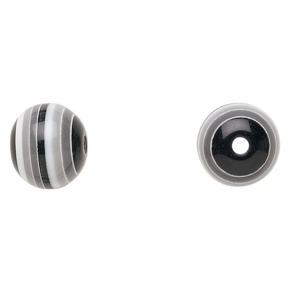 Bead, laminated acrylic, black / grey / white, 12mm round. Sold per pkg of 50. image number 0