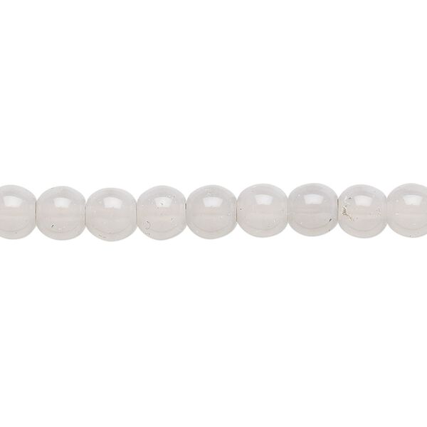 Bead, Czech dipped décor glass druk, silver grey, 6mm round. Sold per 15-1/2" to 16" strand. image number 0