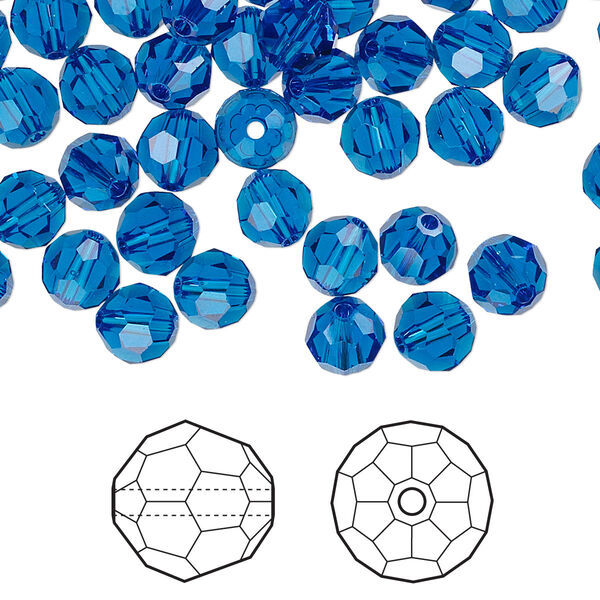 Bead 360pk Capri blue, Swarovski® 6mm round 5000 image number 0