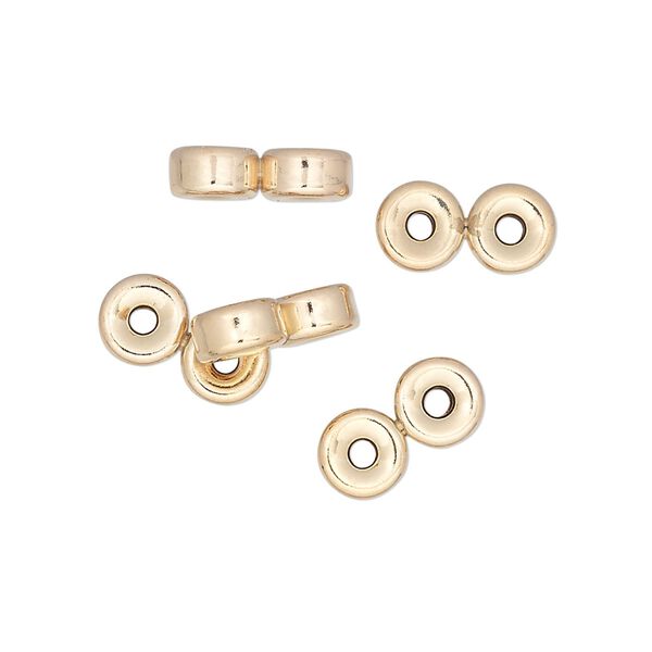 Spacer bar, 14Kt gold-filled, 12x6mm 2-strand double-sided rondelle. Sold per pkg of 5. image number 0
