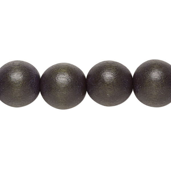 Bead, Taiwanese cheesewood (dyed / waxed), dark forest green, 11-12mm round. Sold per pkg of (2) 15-1/2" to 16" strands. image number 0