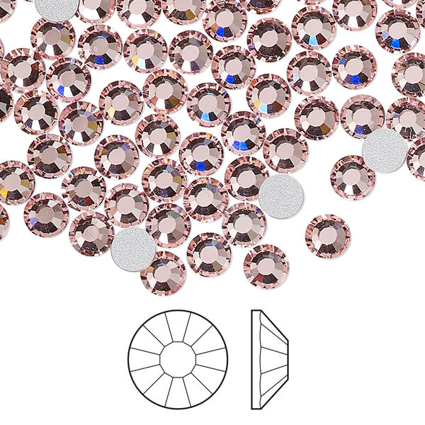 Flat back 144pk light rose foil back, Preciosa Viva 12® Czech crystal rhinestone 4.6-4.8mm chaton rose round SS20 image number 0