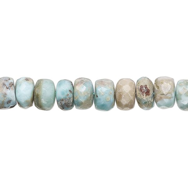 Larimar 1pkg1, hand-cut faceted rondelle bead natural 13 inch 6x3mm-8x5mm image number 0