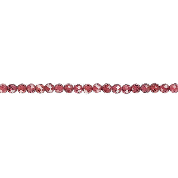 Bead, rhodolite garnet (natural), 1.5-2mm faceted round with 0.4-0.6mm hole, B+ grade, Mohs hardness 7 to 7-1/2. Sold per 13-inch strand. image number 0