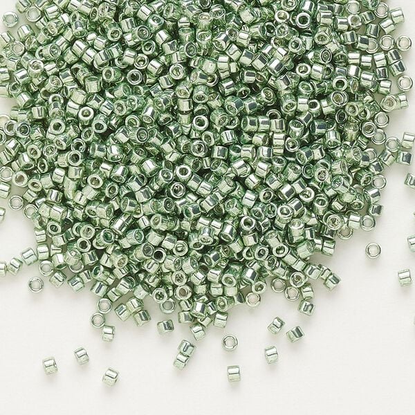 Seed bead, Delica®, glass, pkg/50g, #11 round, opaque galvanized moss green (DB-0413). image number 0
