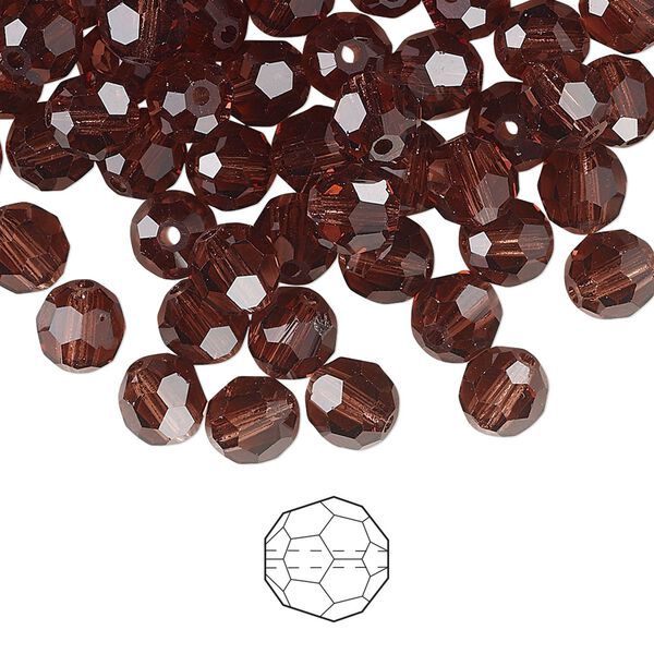 Bead 24pk light burgundy, Preciosa Czech crystal 6mm round image number 0