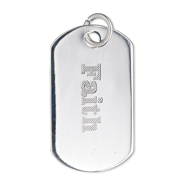 Focal, sterling silver, 35x20mm single-sided dog tag with "Faith." Sold individually. image number 0