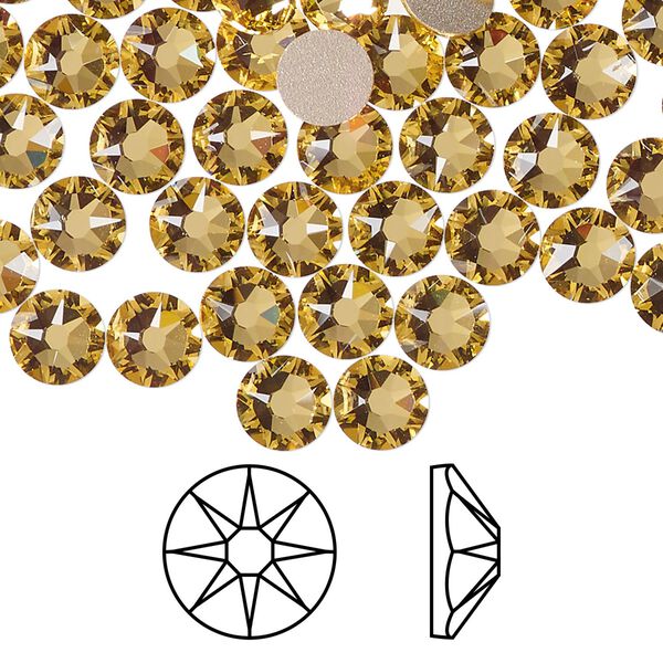 Flat back 1pkg288 dark jonquil foil back, Swarovski® ReCreated™ 6.32-6.5mm rose round SS30 2088 image number 0