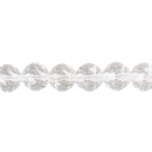 Quartz crystal 1pkg1, rose-cut round bead natural 8 inch 8mm image number 0
