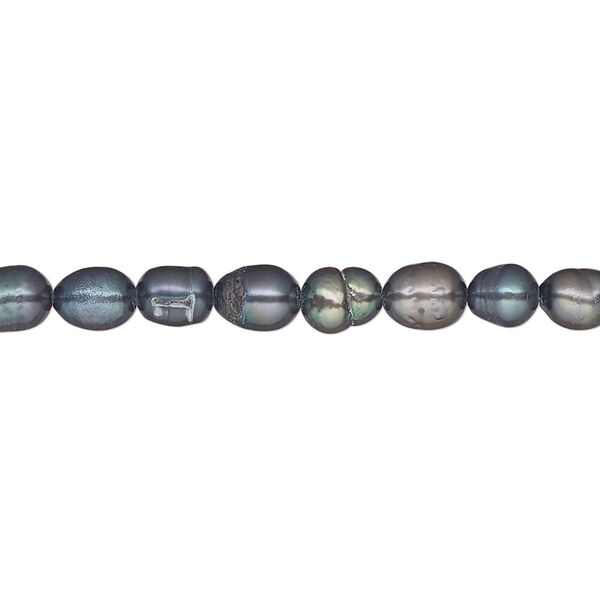 Pearl, cultured freshwater (dyed), iris blue, 4-5mm rice, D- grade, Mohs hardness 2-1/2 to 4. Sold per 15-inch strand. image number 0