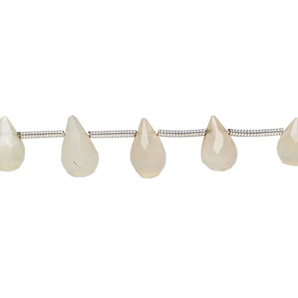 Peach moonstone 1pkg19, hand-cut top-drilled faceted briolette bead natural 6x4mm-10x6mm image number 0
