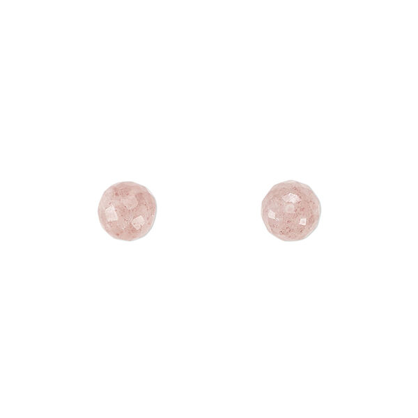 Strawberry quartz 1pkg2, hand-cut half-drilled faceted round bead natural B grade, 6mm image number 0