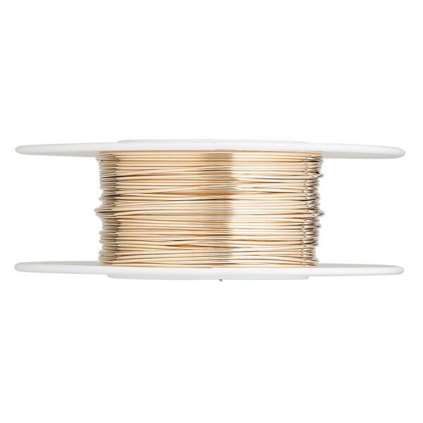 Wire, 12Kt gold-filled, full-hard, round, 24 gauge. Sold per pkg of 25 feet. image number 0