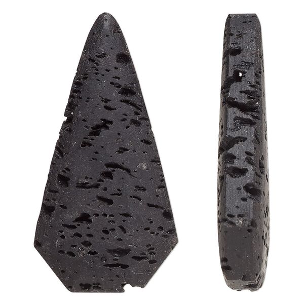 Lava rock 1pkg2, top-drilled teardrop focal 40x20mm image number 0