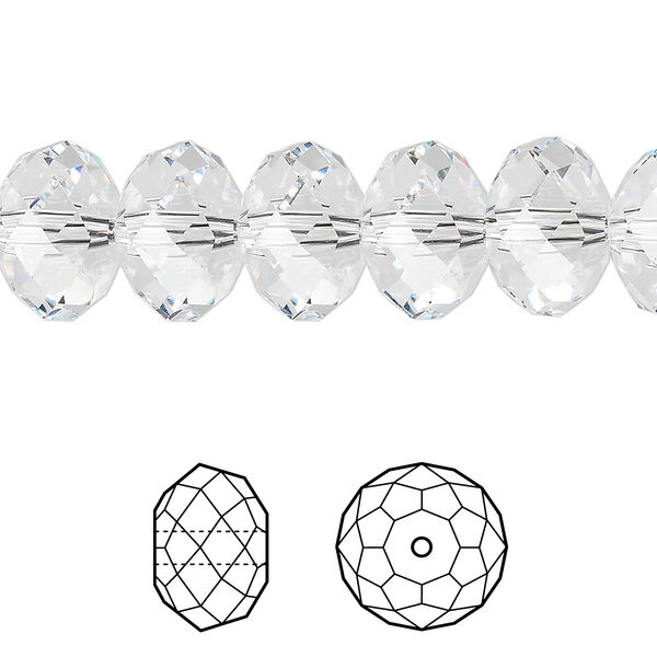 Bead 2pk crystal, Crystal Passions® 12x8mm rondelle 5040 image number 0