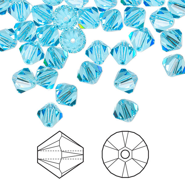 Bead 360pk aquamarine, Crystal Passions® 6mm bicone 5328 image number 0