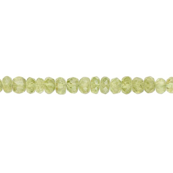 Peridot 1pkg1, hand-cut faceted rondelle bead natural 15.5-16 inch 5x2mm-5x4mm image number 0