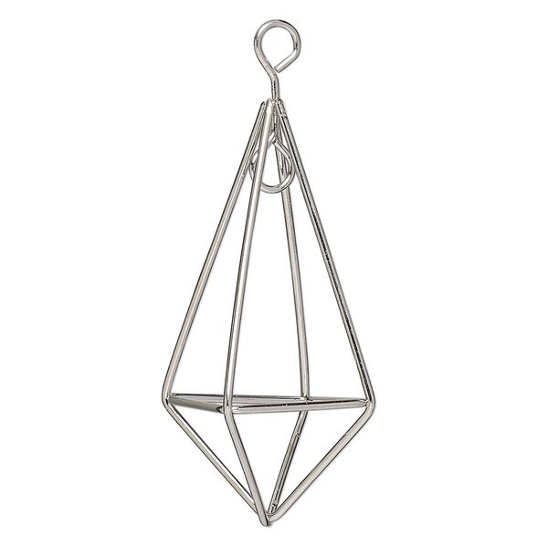 Wire frame, imitation rhodium-finished steel, 3x2-inch teardrop. Sold individually. image number 0
