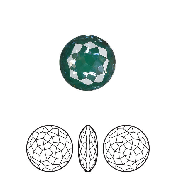 Round stone 48pk crystal pine green ignite LacquerPRO, Swarovski® 14mm fancy round 1383 image number 0