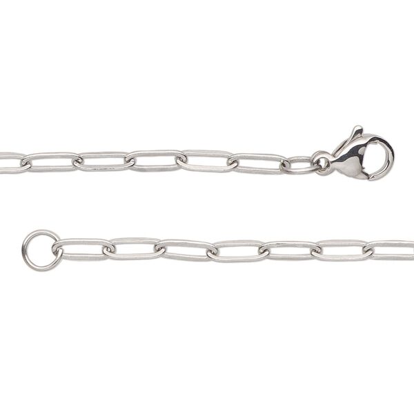 Chain, stainless steel, 2.6mm paperclip, 20 inches with lobster claw clasp. Sold individually. image number 0